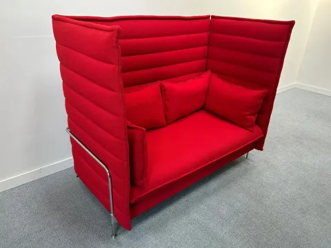 VITRA Alcove Highback Sofa Stoff Rot chrom 2-Sitzer H:138cm B:160cm T:85cm