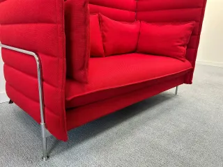 VITRA Alcove Highback Sofa Stoff Rot chrom 2-Sitzer H:138cm B:160cm T:85cm - Bild 5