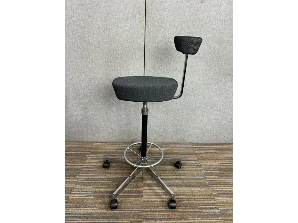 VITRA Nelson Barhocker Anthrazit Stoff mit verchromter Basis mit Rollen Ikone - Bild 1