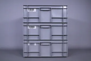 Lagerbox grau mit Griffen 60x40x24cm stapelbar Kistenboden geschlossen gebraucht - Bild 8