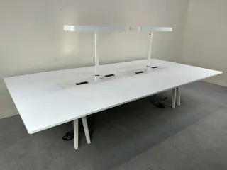VITRA Joyn Arbeitsinsel Bürotisch weiß Stromanschluss Lampe L:360 B:180 H:74cm - Bild 1