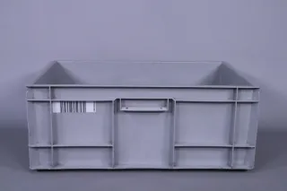 Lagerbox grau mit Griffen 60x40x24cm stapelbar Kistenboden geschlossen gebraucht - Bild 4