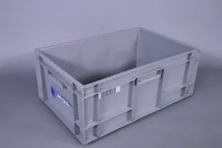 Lagerbox grau mit Griffen 60x40x24cm stapelbar Kistenboden geschlossen gebraucht - Bild 1