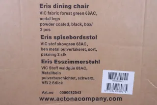 Esszimmerstuhl ERIS 2er Set Stoff waldgrün Gestell schwarz Actona NEU - Bild 7
